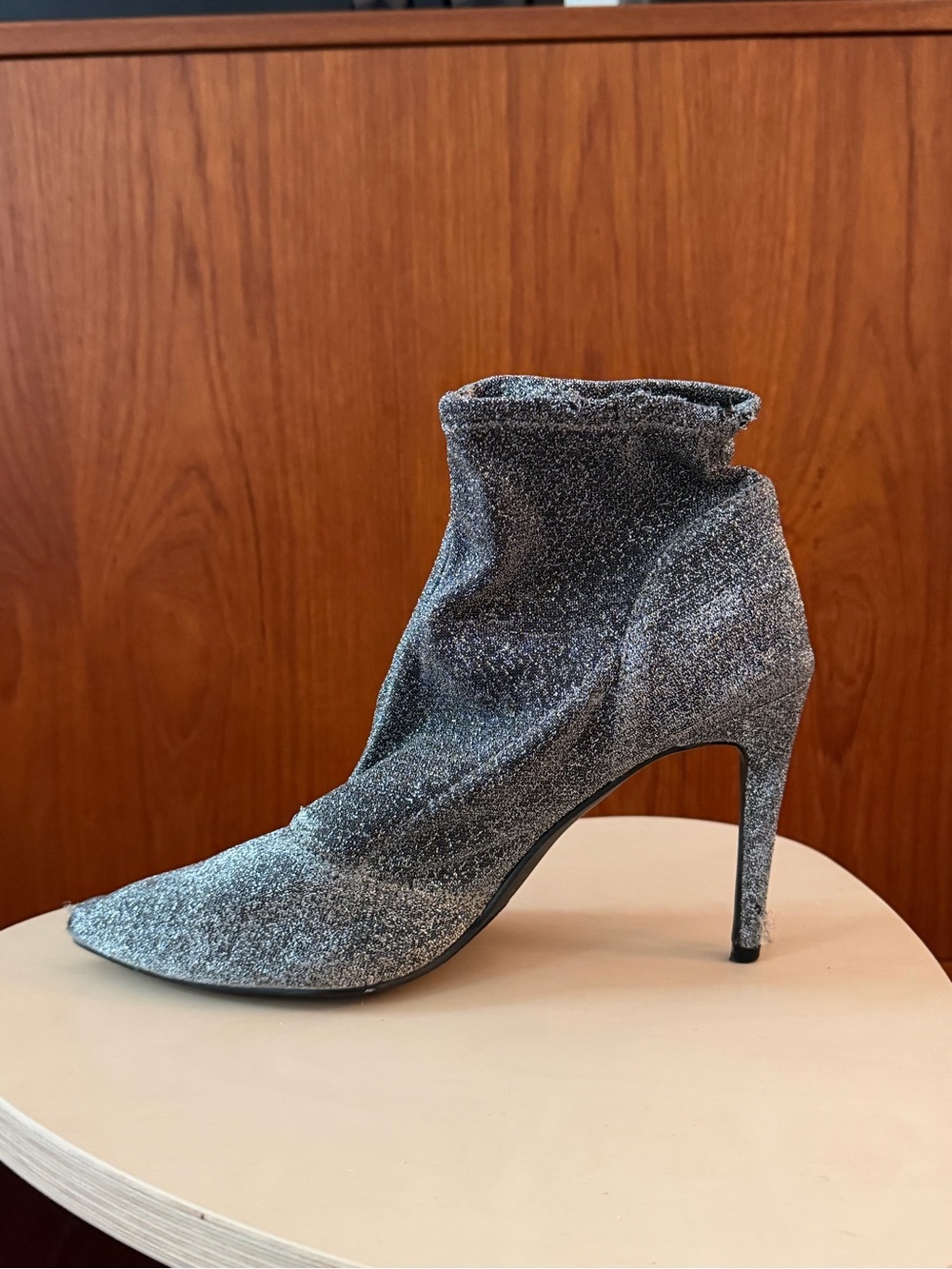 Abound Silver Glitter Pointed Toe Ankle Bootie